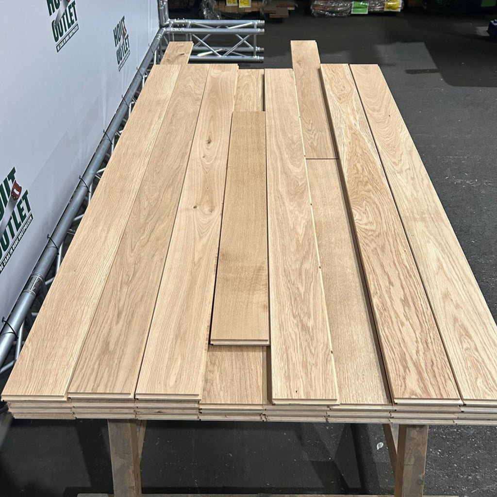 Eiken parketvloer. Onbehandeld. AB. 20x125. 21,55 m2.